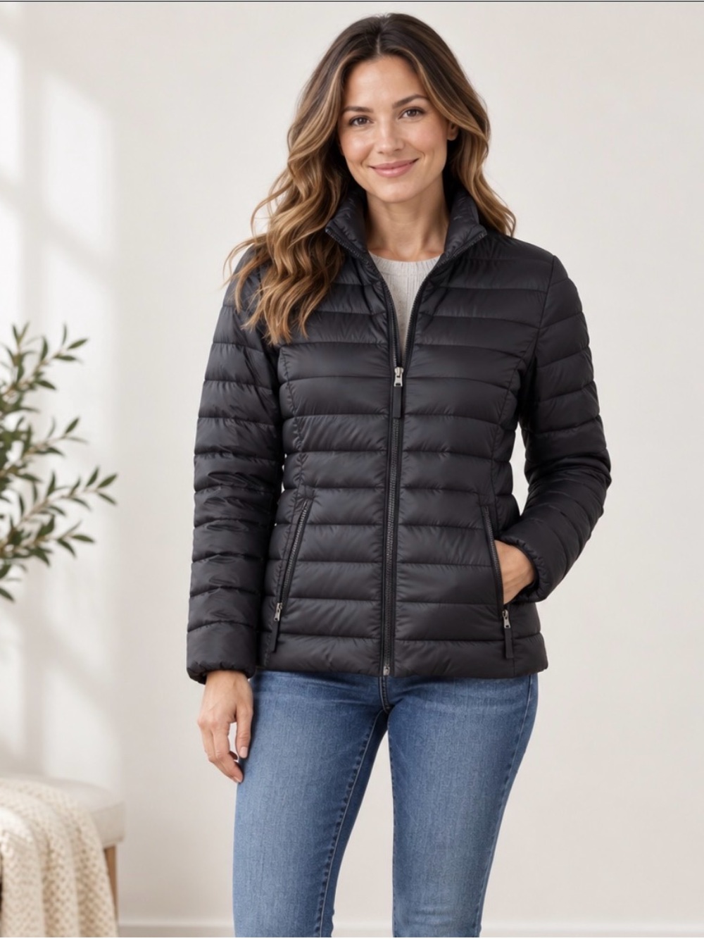 St. John’s Bay Women’s Black Quilted Lightweight Puffer Jacket Size XL